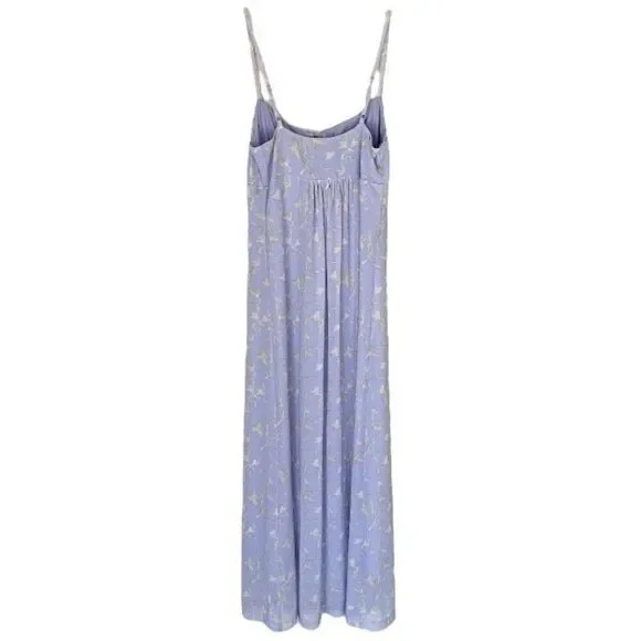 Anthropologie Lavender Floral Sleeveless Slip Midi Dress NWT Size Extra Small